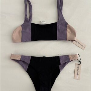 Women's Purple and Black Bikini Set